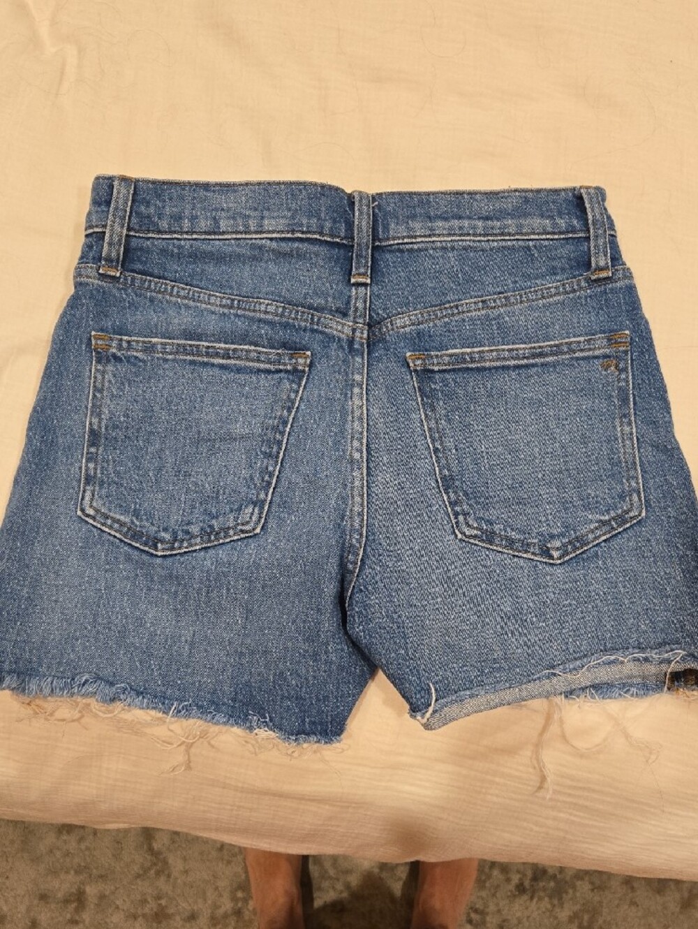 Madewell Blue Raw-Hem High-Waist Denim Shorts | Size 27 - Picture 4 of 5